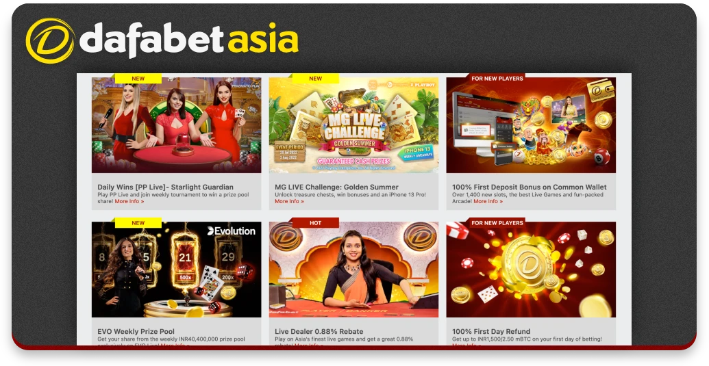 Dafabet bonuses and promotions for Live casino players