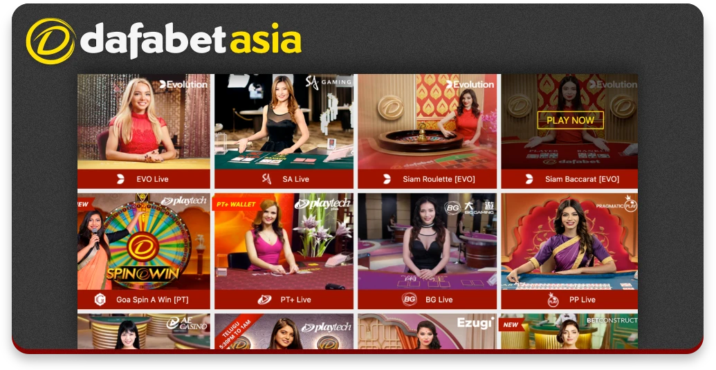 List of Dafabet Live Casino Software Providers