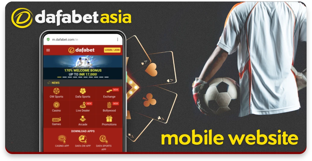 The mobile version of the Dafabet website