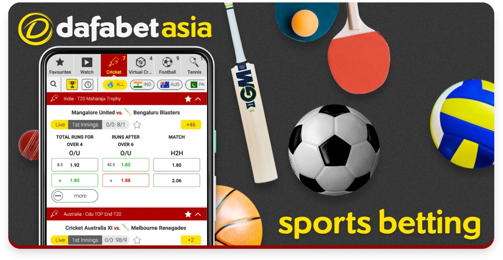 Dafabet sportsbook contains many sports on which you can bet
